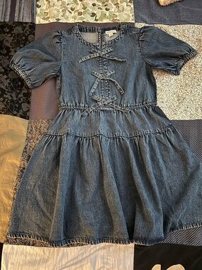 Crewcuts Indigo Denim Dress with Tie-Front Detail